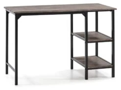 Bureau ColĂłn Noir,Table Pour PC, 2 Rayons, Style Industriel, 110 Cm Longueur