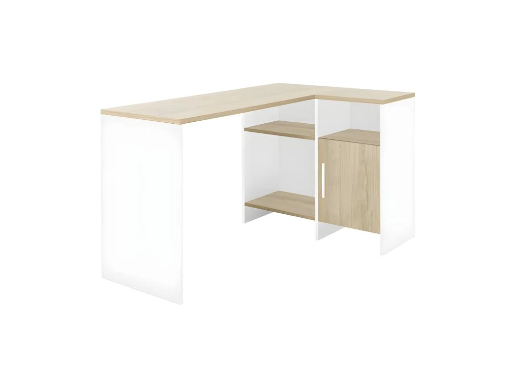 Bureau D'angle Blanc/Bois - LIVERSTIA 3 Bureau D'angle Blanc/Bois - LIVERSTIA