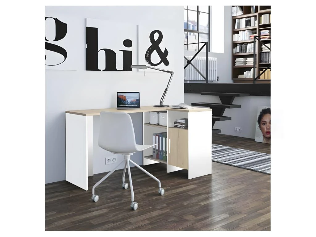 Bureau D'angle Blanc/Bois - LIVERSTIA 4 Bureau D'angle Blanc/Bois - LIVERSTIA – Image 2