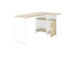 Bureau D'angle Blanc/Bois - LIVERSTIA 8 Bureau D'angle Blanc/Bois - LIVERSTIA -Meubles Soldes Boutique meuble bureau 11142911