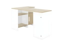 Bureau D'angle Blanc/Bois - LIVERSTIA 9 Bureau D'angle Blanc/Bois - LIVERSTIA -Meubles Soldes Boutique meuble bureau 11142913