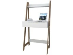 Bureau Secrétaire Blanc Et Châtaignier -Meubles Soldes Boutique meuble bureau 12290801
