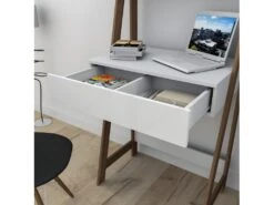 Bureau Secrétaire Blanc Et Châtaignier -Meubles Soldes Boutique meuble bureau 12290803