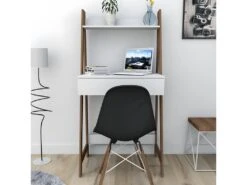Bureau Secrétaire Blanc Et Châtaignier -Meubles Soldes Boutique meuble bureau 12290805
