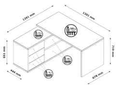 Bureau D'angle 139 Cm Finition Chêne Et Blanc Laqué 3 Tiroirs - ETHEL 10 Bureau D'angle 139 Cm Finition Chêne Et Blanc Laqué 3 Tiroirs - ETHEL -Meubles Soldes Boutique meuble bureau 12339393