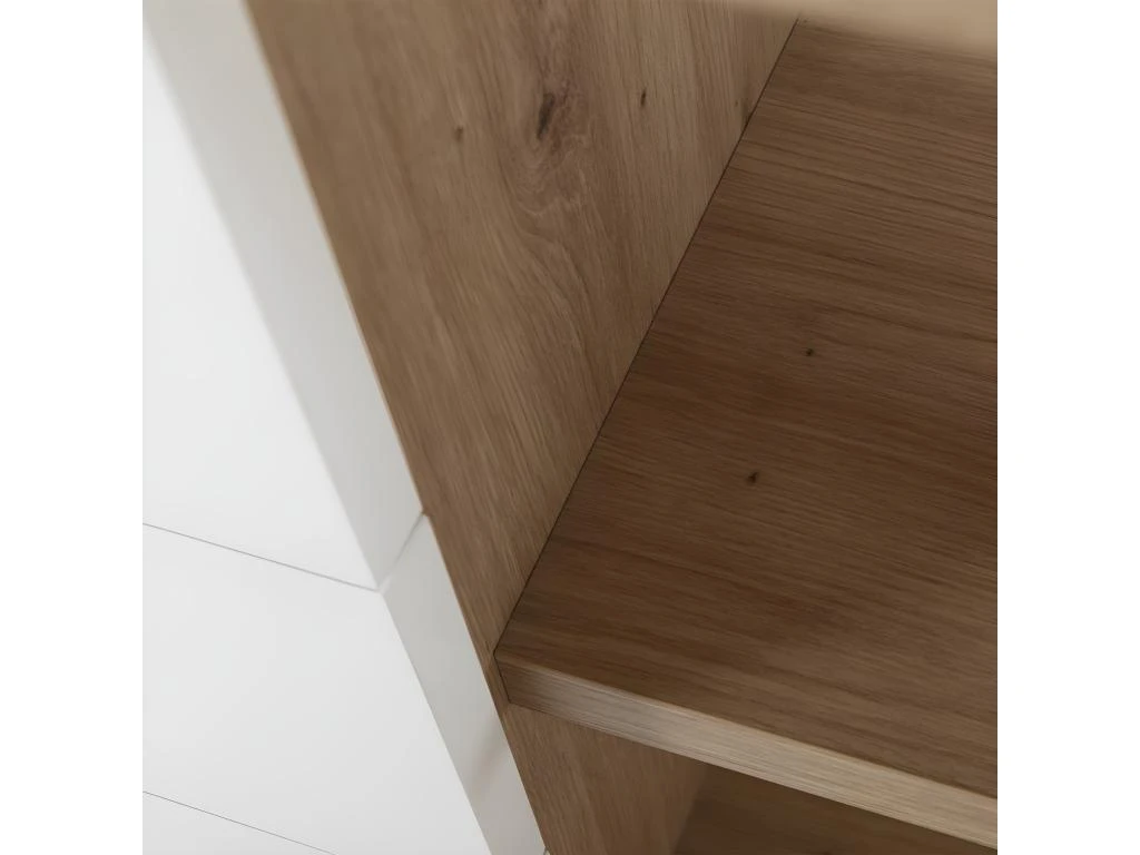 Bureau D'angle 139 Cm Finition Chêne Et Blanc Laqué 3 Tiroirs - ETHEL 7 Bureau D'angle 139 Cm Finition Chêne Et Blanc Laqué 3 Tiroirs - ETHEL – Image 5