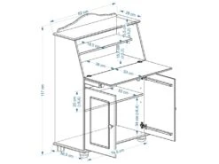 Bureau Secrétaire DAVID Avec Abattant Rangement Plusieurs étagères 2 Portes Et Plan De Travail Rabattable En Pin Massif Lasuré Taupe -Meubles Soldes Boutique meuble bureau 12851431
