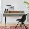 Bureau Chêne Blanchi Massif Et Laqué, 4 Tiroirs - 120L X 50P -Meubles Soldes Boutique meuble bureau 12989061