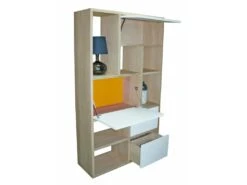 Composition Secrétaire Chêne Blanchi Massif Et Laqué, 2 Tiroirs, 1 Abattant, 1 Relevant - 108L X 38P -Meubles Soldes Boutique meuble bureau 13135511