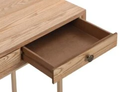 Bureau Console Avec 3 Tiroirs - MDF Et Métal - Naturel Et Doré - DEYAM -Meubles Soldes Boutique meuble bureau 14023421