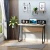 Bureau Secrétaire Style Industriel Dim. 110L X 48l X 90H Cm Châssis Métal Noir Plateau Support Panneaux Particules Chêne Clair -Meubles Soldes Boutique meuble bureau 14179969