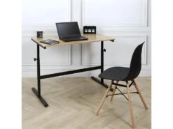 Bureau Réglable "Austin" 100cm Naturel & Noir -Meubles Soldes Boutique meuble bureau 14183885