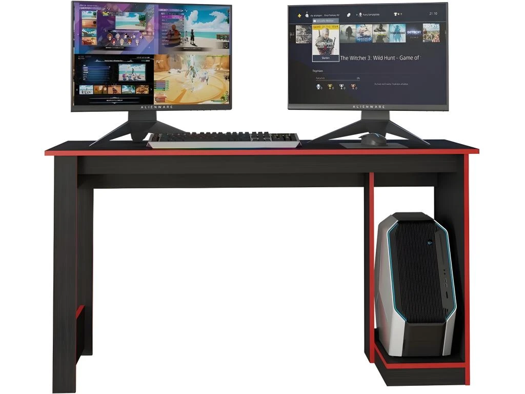 Bureau Gamer Noir Et Rouge 136 Cm 6 Bureau Gamer Noir Et Rouge 136 Cm â Image 4