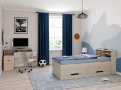 Bureau Avec Rangements ZACHARIE - Blanc Et Chêne 16 Bureau Avec Rangements ZACHARIE - Blanc Et Chêne -Meubles Soldes Boutique meuble bureau 18812647