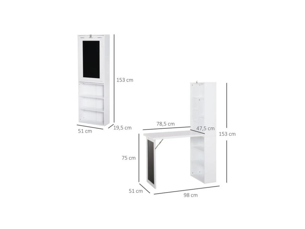 Bureau Mural Bibliothèque FLORY Blanc 5 Bureau Mural Bibliothèque FLORY Blanc – Image 3