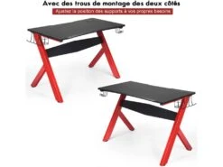 Bureau Gamer Pour E-sport Avec Porte-gobelet,tapis De Souris,support Pour Ecouteurs En Fibre -Meubles Soldes Boutique meuble bureau 19408199