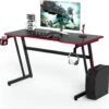 Bureau Gamer 120x60 Cm, Avec Surface En Fibre De Carbone, Crochet Pour Casque, Porte-gobelet -Meubles Soldes Boutique meuble bureau 19408213