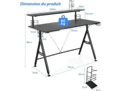 Bureau De Gamer 120 Cm En Forme De Y, Avec étagère Pour écran, Porte-manettes -Meubles Soldes Boutique meuble bureau 19408293