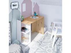 Bureau 2 Niches Réversibles Blanc/Chêne - AIKI - L 100 X L 52 X H 78 Cm -Meubles Soldes Boutique meuble bureau 20003245