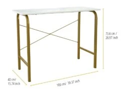 40" Table De Bureau À Domicile Avec Plateau En Faux Marbre Et Cadre En Laiton -Meubles Soldes Boutique meuble bureau 21284791