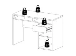 Plus Bureau Avec 1 Porte, 1 Tiroir Et 2 Tablettes De Rangement, Finition Béton/blanc Brillant. -Meubles Soldes Boutique meuble bureau 22084869