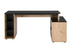Bureau D'angle Avec Rangements - MDF - Naturel Et Noir - ROMIARA 13 Bureau D'angle Avec Rangements - MDF - Naturel Et Noir - ROMIARA -Meubles Soldes Boutique meuble bureau 8399009