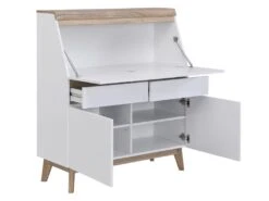 Secrétaire Avec 2 Portes Et 2 Tiroirs - MDF - Blanc Et Naturel - RILESA 17 Secrétaire Avec 2 Portes Et 2 Tiroirs - MDF - Blanc Et Naturel - RILESA -Meubles Soldes Boutique meuble bureau 8442737