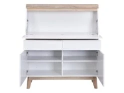 Secrétaire Avec 2 Portes Et 2 Tiroirs - MDF - Blanc Et Naturel - RILESA 19 Secrétaire Avec 2 Portes Et 2 Tiroirs - MDF - Blanc Et Naturel - RILESA -Meubles Soldes Boutique meuble bureau 8442741