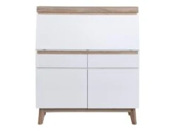 Secrétaire Avec 2 Portes Et 2 Tiroirs - MDF - Blanc Et Naturel - RILESA 18 Secrétaire Avec 2 Portes Et 2 Tiroirs - MDF - Blanc Et Naturel - RILESA -Meubles Soldes Boutique meuble bureau 8442743