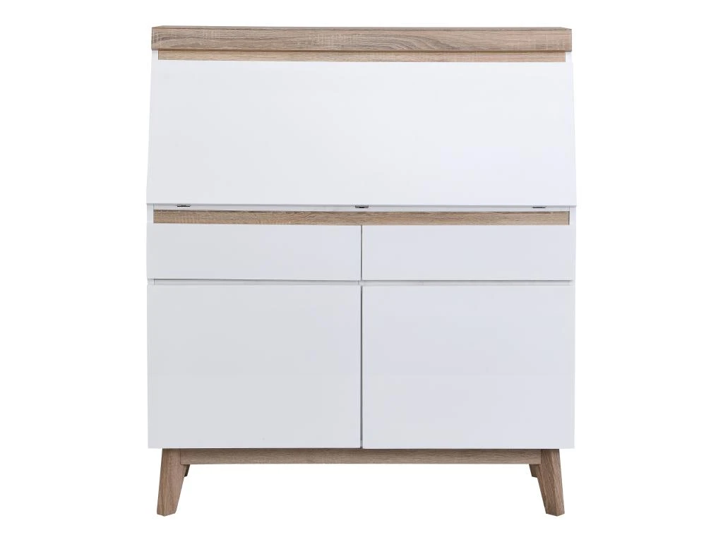 Secrétaire Avec 2 Portes Et 2 Tiroirs - MDF - Blanc Et Naturel - RILESA 7 Secrétaire Avec 2 Portes Et 2 Tiroirs - MDF - Blanc Et Naturel - RILESA – Image 5
