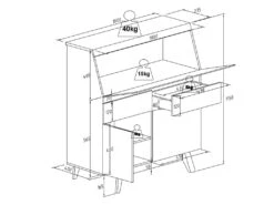 Secrétaire Avec 2 Portes Et 2 Tiroirs - MDF - Blanc Et Naturel - RILESA 25 Secrétaire Avec 2 Portes Et 2 Tiroirs - MDF - Blanc Et Naturel - RILESA -Meubles Soldes Boutique meuble bureau 8476611
