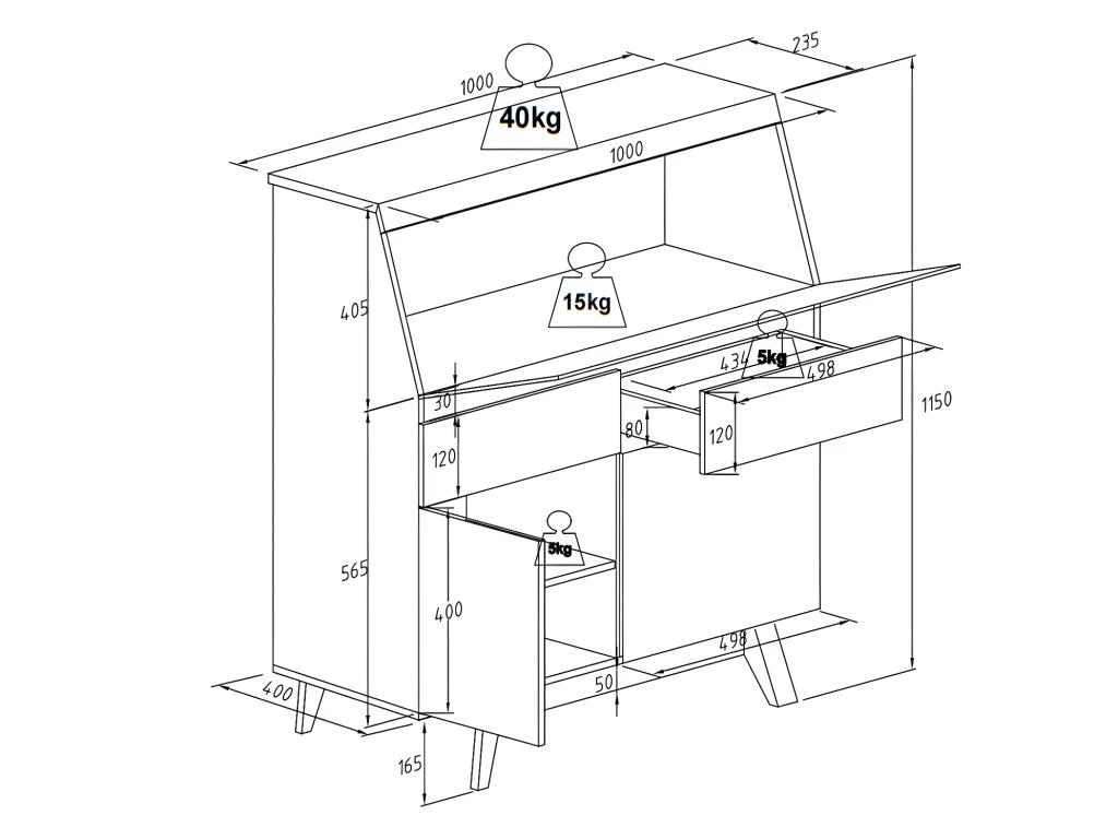 Secrétaire Avec 2 Portes Et 2 Tiroirs - MDF - Blanc Et Naturel - RILESA 14 Secrétaire Avec 2 Portes Et 2 Tiroirs - MDF - Blanc Et Naturel - RILESA – Image 12