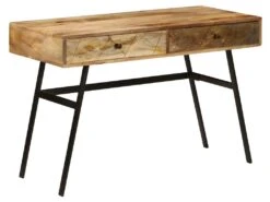 Bureau Table Meuble Travail Informatique Avec Tiroirs Bois Solide De Manguier 110 Cm 0502134