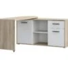 Bureau D'angle Rotatif 144 Cm à 232 Cm Décor Bois Et Blanc - ALKIRA