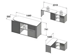 Bureau D'angle Rotatif 144 Cm à 232 Cm Décor Bois Et Blanc - ALKIRA -Meubles Soldes Boutique meuble bureau 8958963