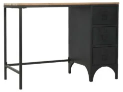 Bureau Table Meuble Travail Informatique à Piédestal Unique Bois De Sapin Et Acier 100 Cm 0502131 -Meubles Soldes Boutique meuble bureau 8959443
