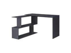 Bureau Gigogne Design Avec Partie étagÚre Bureau De Coin Extension Panneau De Particules Mélaminé 77 X 120 X 50 Cm Gris Foncé 03_0004708