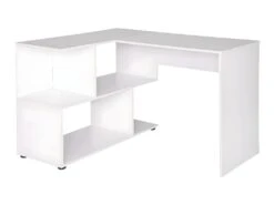 Bureau Adulte D'angle Avec étagères 100 Cm Blanc 19_0000549