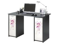 Bureau Noir 2 Caissons à Rideau 120 Cm - Coloris: Fée 217