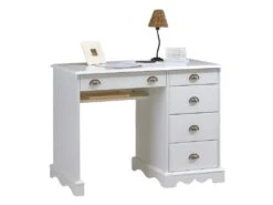 Bureau 5 Tiroirs Blanc Style Anglais