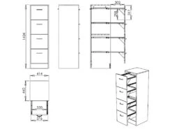 Classeur 4 Tiroirs 100 Dossiers Suspendus - Coloris: Merisier -Meubles Soldes Boutique meuble bureau 9187363