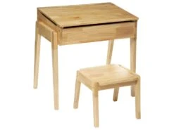 Bureau Enfant Pupitre Et Tabouret En Bois H 60 Cm