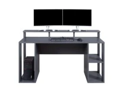 MARIO - Bureau Gamer Multi-Rangement Anthracite -Meubles Soldes Boutique meuble bureau 9257691