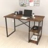 Bureau Nittedal Avec étagère Intégrée à 2 Niveaux 75 X 120 X 60 Cm Effet Chêne Patiné [en.casa] -Meubles Soldes Boutique meuble bureau 9548149