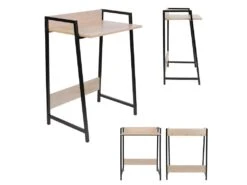GREGG - Bureau Simple Piétement Métallique Noir -Meubles Soldes Boutique meuble bureau 9548669
