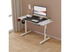 Bureau électrique Pomona à Hauteur Réglable 110 X 60 X 72 - 117 Cm Blanc [pro.tec]