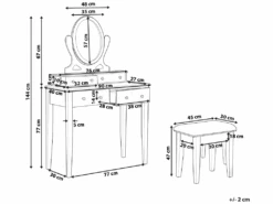 Coiffeuse Blanche 4 Tiroirs Avec Miroir Et Tabouret LUNE -Meubles Soldes Boutique meuble coiffeuse 16105377