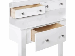 Coiffeuse Blanche 4 Tiroirs Avec Miroir Et Tabouret LUNE -Meubles Soldes Boutique meuble coiffeuse 16105387