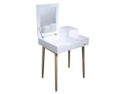 Coiffeuse Blanche Avec Miroir Rabattable Elsa -Meubles Soldes Boutique meuble coiffeuse 18071155