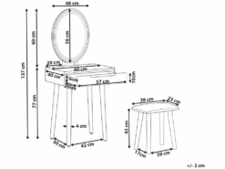 Coiffeuse Blanc Et Gris Avec 1 Tiroir Un Miroir à LED Et Un Tabouret VESOUL -Meubles Soldes Boutique meuble coiffeuse 18218759